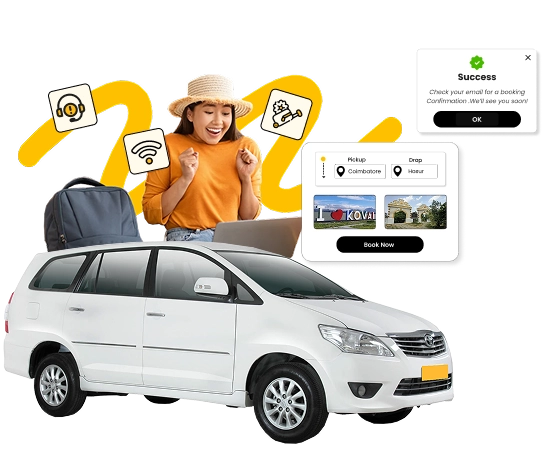 Easy Taxi Booking Services From Coimbatore to Hosur Plan your trip with Oray Booking for smooth travel in Coimbatore and Hosur at best prices