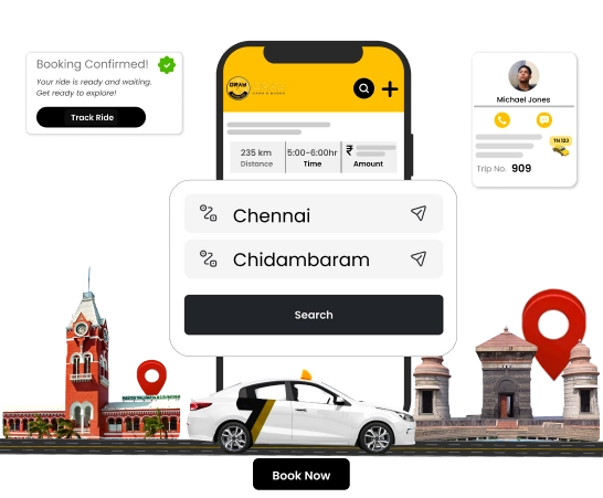 Car and Bus Rental from Chennai to Chidambaram Online Affordable car and bus rental from Chennai to Chidambaram with safe travel and easy online booking.