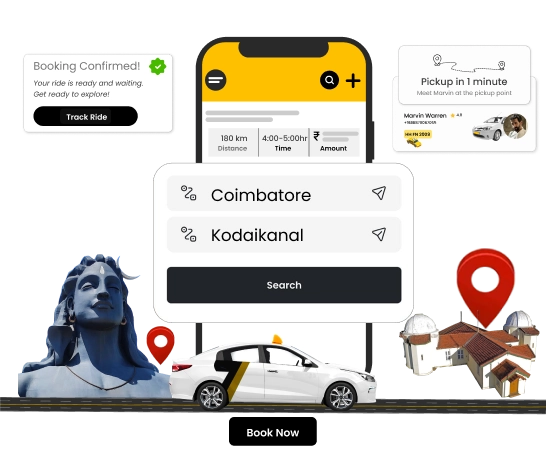 Car Rental from Coimbatore to Kodaikanal for a Vacation Trip Enjoy a comfortable and vacation trip with our car rental services from Coimbatore to Kodaikanal.
