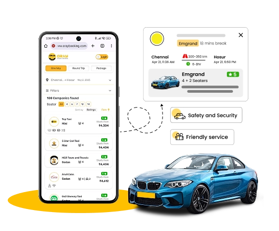 Top Travel Booking Services From Chennai to Hosur Choose the best travel booking services for Chennai and Hosur trips with Oray's booking platform