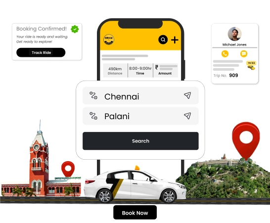 Travel from Chennai to Palani by Affordable Car Rentals Travelers booking affordable and comfortable car rental service from Chennai to Palani