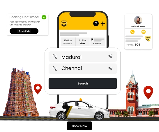 Cab Rentals From Madurai to Chennai With Travel Packages Book cab for rent from Madurai to Chennai for a comfortable and hassle-free trip with custom travel Packages