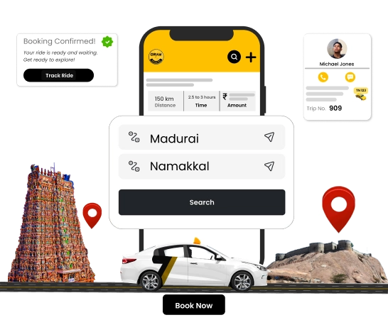 Book Trusted Cab Services From Madurai to Namakkal Get trusted cab service from Madurai to Namakkal with easy online booking and expert drivers
