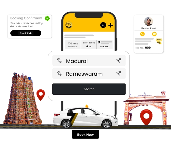 Book Taxi Service For Pilgrimage From Madurai to Rameswaram Book Taxi Service For Pilgrimage From Madurai to Rameswaram
