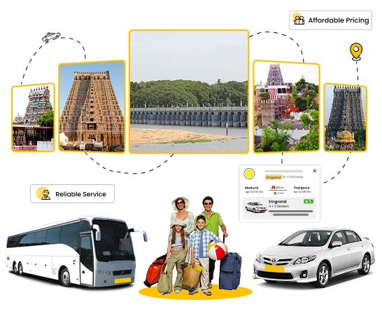 Book Cab / Taxi Services From Madurai to Thanjavur Book cab or taxi services to travel from Madurai to Thanjavur at affordable rates with comfort