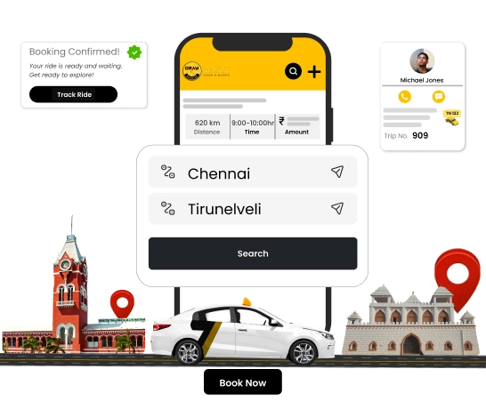 Outstation Cab And Bus Booking From Chennai to Tirunelveli Book outstation cab and bus services online from Chennai to Tirunelveli for safe and easy travel.