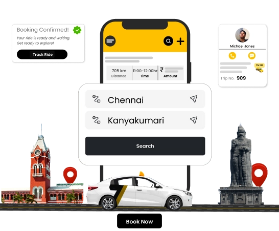 Online Car & Bus Ticket Booking From Chennai to Kanyakumari Book car and bus tickets online for smooth and easy travel from Chennai to Kanyakumari hassle-free