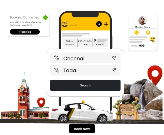 Round Trip Local Taxi from Chennai to Tada for Easy Travel Book a round-trip local taxi from Chennai to Tada for a comfortable & affordable travel experience