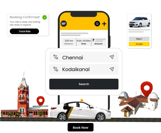 Enjoy a smooth and scenic taxi ride from Chennai to Kodaikanal, offering comfort and convenience.