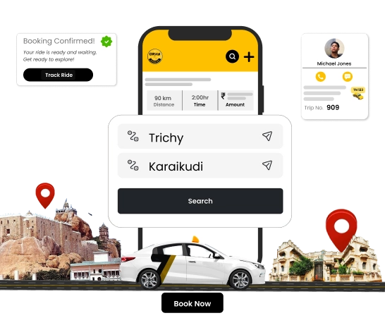 One-Way Cab from Trichy to Karaikudi - Best Rates Get the best rates for one-way taxi services from Trichy to Karaikudi with reliable drivers.