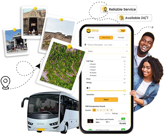 Choose Taxi For Your Trichy to Namakkal Vacation Trip Customer books a car or bus from Trichy to Namakkal through Oray Booking online service