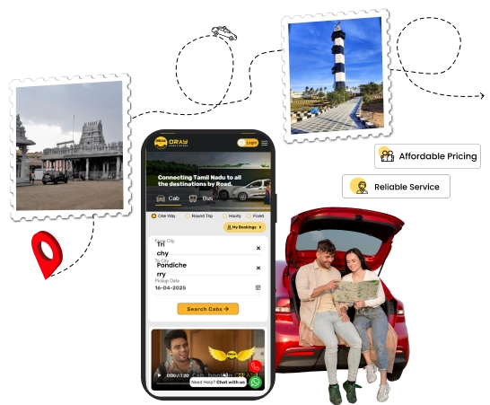 Choose The Best Taxi Booking From trichy-pondicherry Passenger selects the best taxi booking for a secure and relaxed ride from trichy-pondicherry