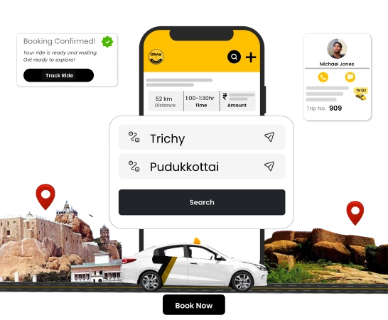 Book Trichy to Pudukkottai Taxi Rentals Online Explore Pudukkottai with convenient tempo traveller and taxi from Trichy by booking online for a vacation trips.
