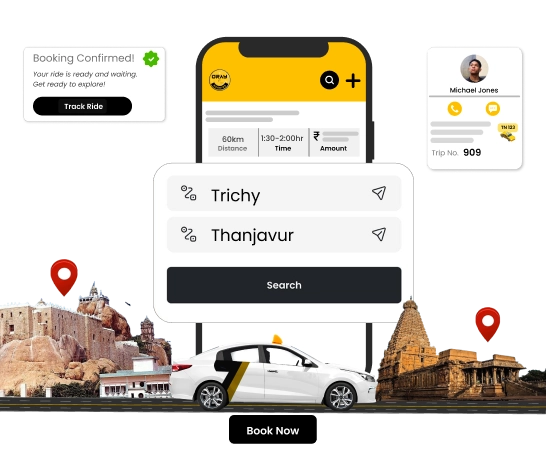 Best Bus and Car Rental for Trichy to Thanjavur Trip Affordable bus and car booking services for a smooth Trichy to Thanjavur travel experience.