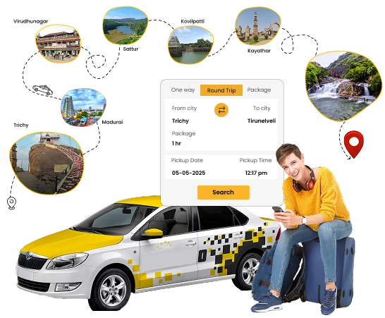Online Booking For Trichy to Tirunelveli Taxi Services Customer books an online taxi for a safe and timely travel experience from Trichy to Tirunelveli