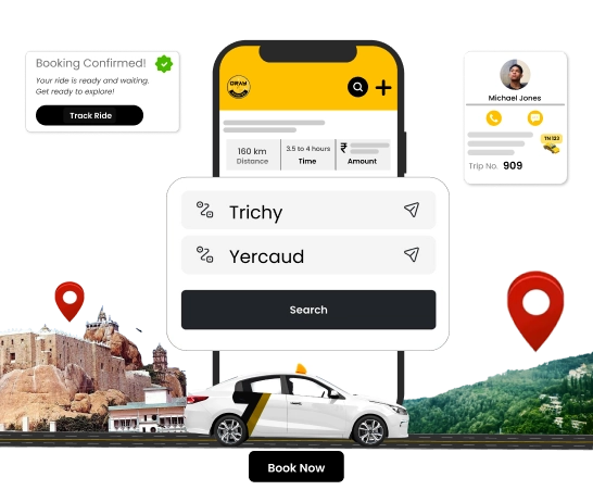 Best Car Rental Service from Trichy to Yercaud Trip. Plan your ride from Trichy to Yercaud with the best car rental service with safe, quick, and easy booking